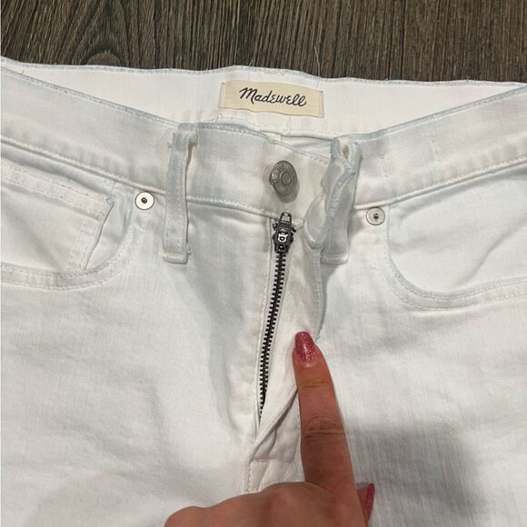 Madwell 9" High Rise Skinny Crop Jeans Distressed Denim White Size 27 - Picture 4 of 12